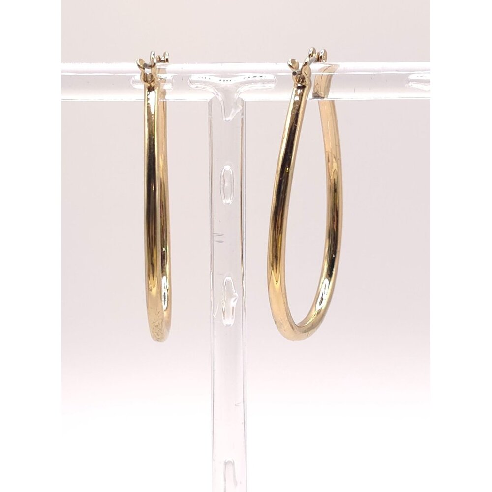 Chill Gold Tone Rhinestone Hoop Earrings Oval Shaped: Glow for the Win - Picture 6 of 6
